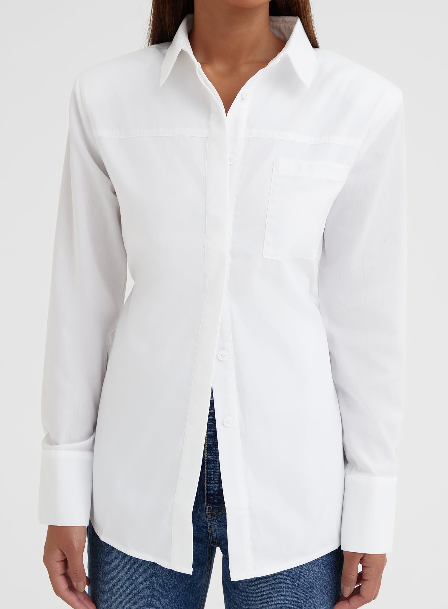 White Open Tie Back Shirt